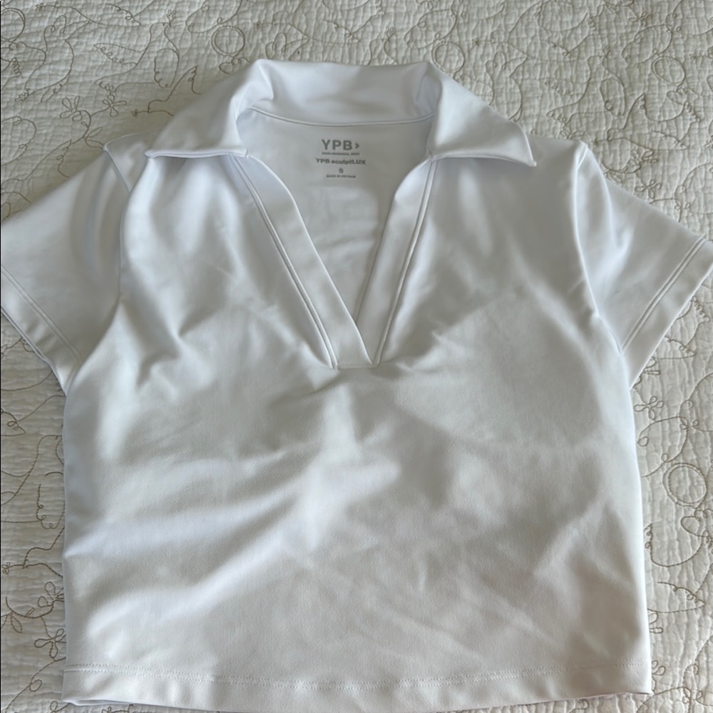 Women's White Polo Top